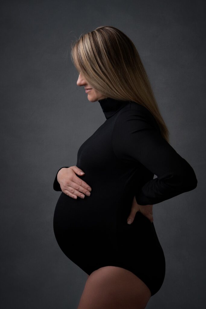 Studio maternity portrait photographed in Glen Mills, PA serving Media and West Chester families