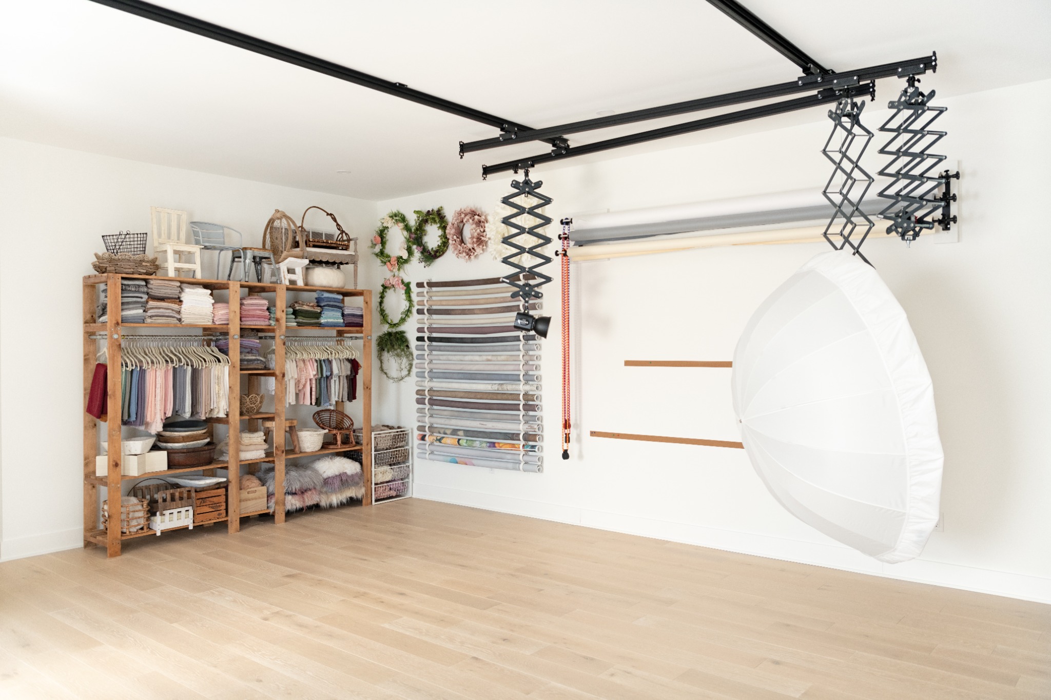 Behind-the-scenes view of Jamie Englert Photography’s newborn studio in Glen Mills, Pennsylvania