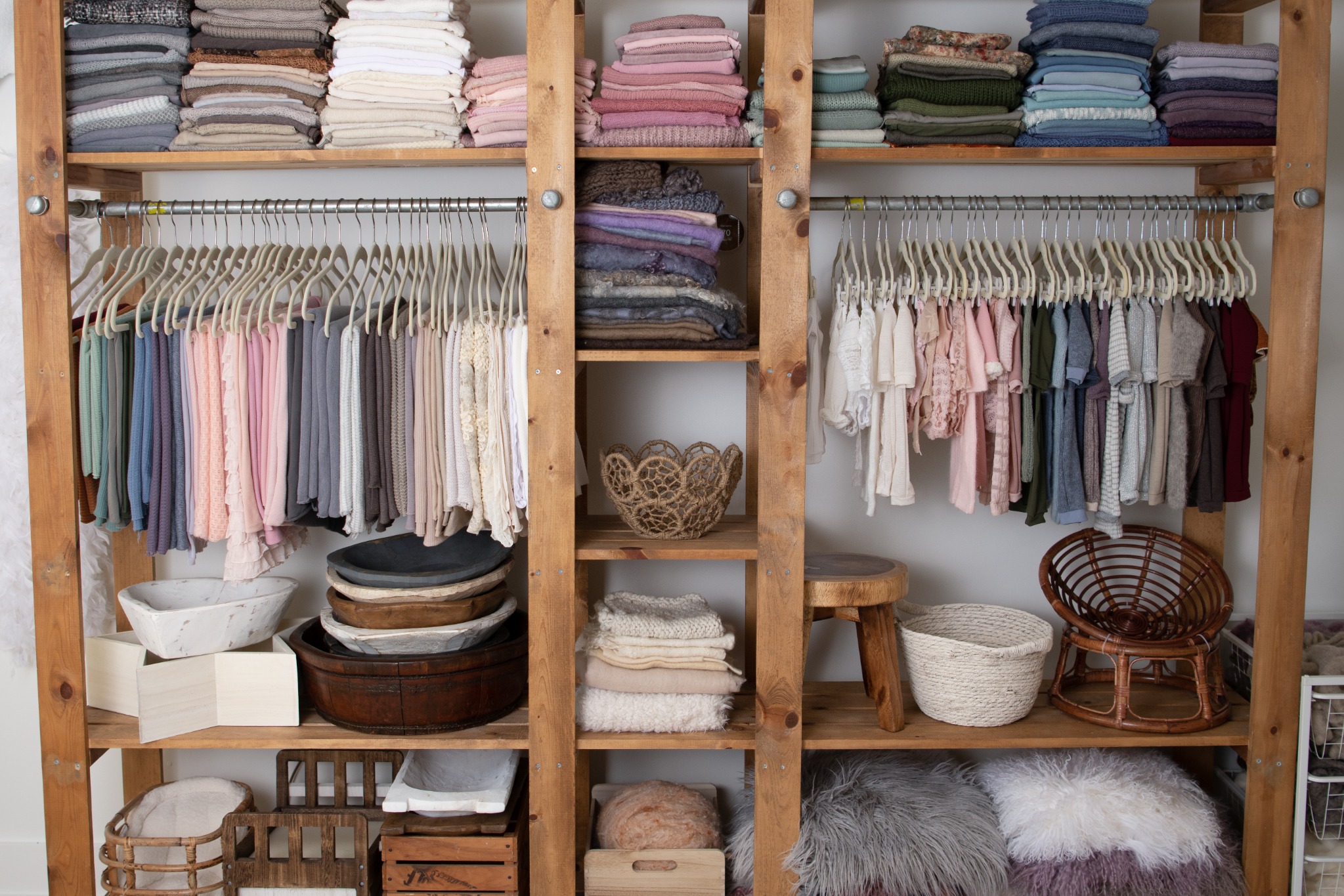 Curated newborn photography wardrobe and studio props at Jamie Englert Photography in Glen Mills, PA